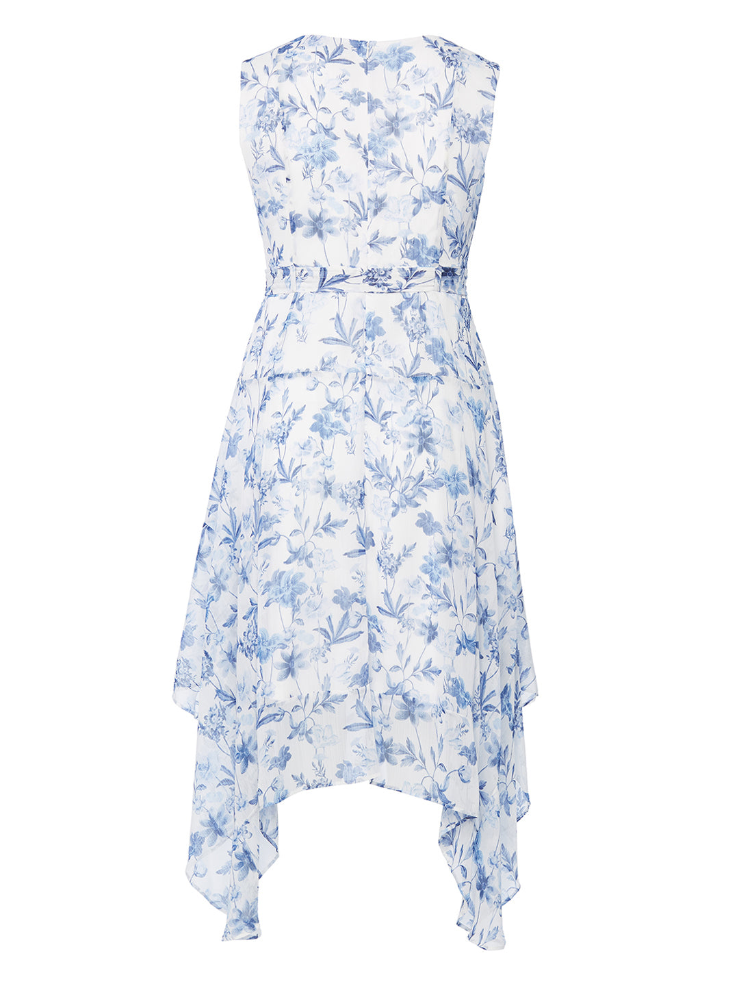 Blue And White Floral Chiffon Midi ...